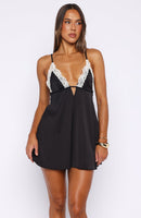 Far Off Places Mini Dress Black/Cream