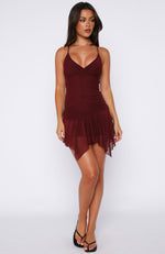 Floating Through It Mini Dress Burgundy