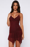 Floating Through It Mini Dress Burgundy