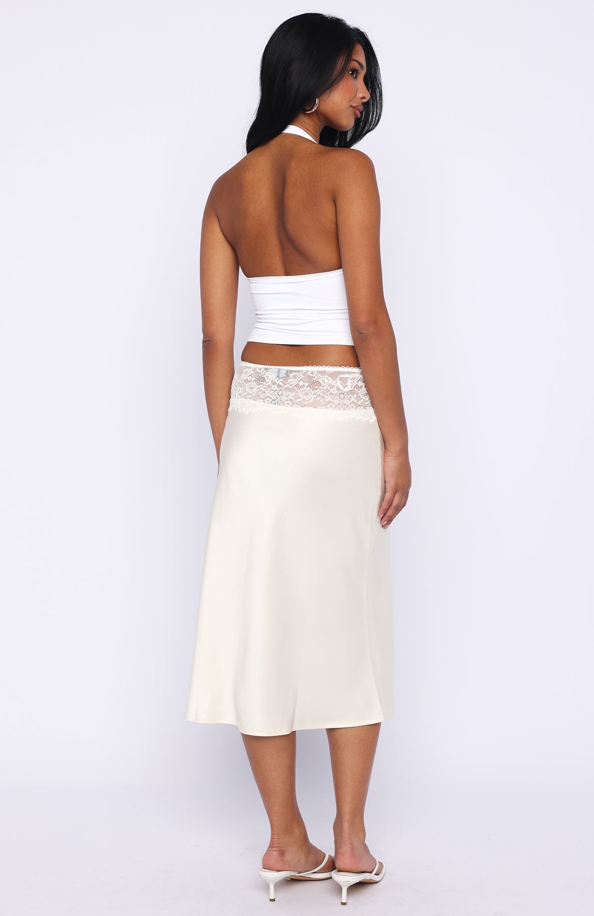 For A Long Time Lace Trim Midi Skirt Cream For A Long Time Lace Trim Midi Skirt Cream
