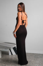 Forever On Vacation Knit Maxi Dress Black