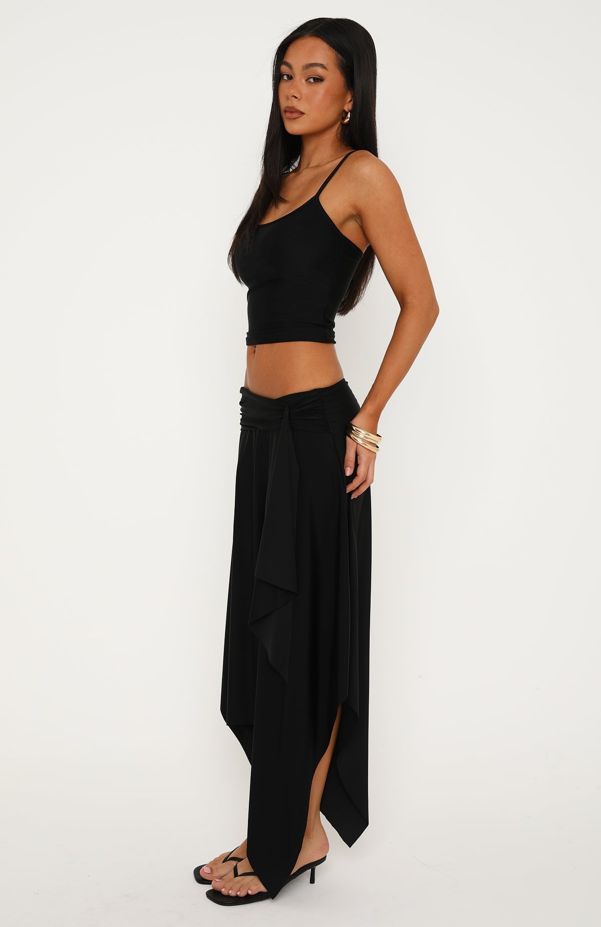 Free All Night Midi Skirt Black | White Fox Boutique US