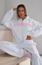 From The Archives Kenzie Boxy Zip Front Hoodie Grey Marle