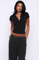 Get Back Up Short Sleeve Polo Top Black