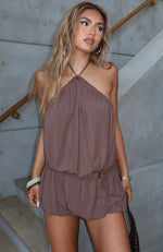 boho babe mini dress mocha Jenine Satin Mini Dress - Mocha