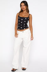 I'm The Answer Tank Top Black/White Polka Dot | White Fox Boutique US