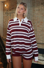 It's Ok, I'm Ok Knit Sweater Wine Stripe