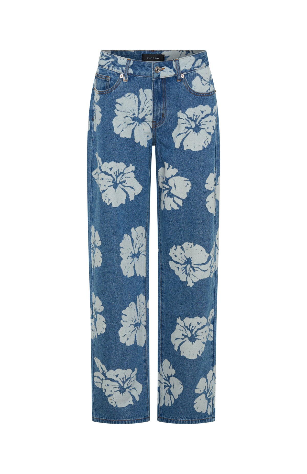 Jeanie Low Rise Wide Leg Jeans Flower Print | White Fox Boutique US