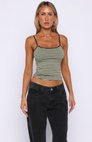 Just Let It Go Singlet Green/Plum Stripe