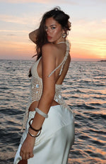 Keep On Wishing Halter Crochet Top Sand