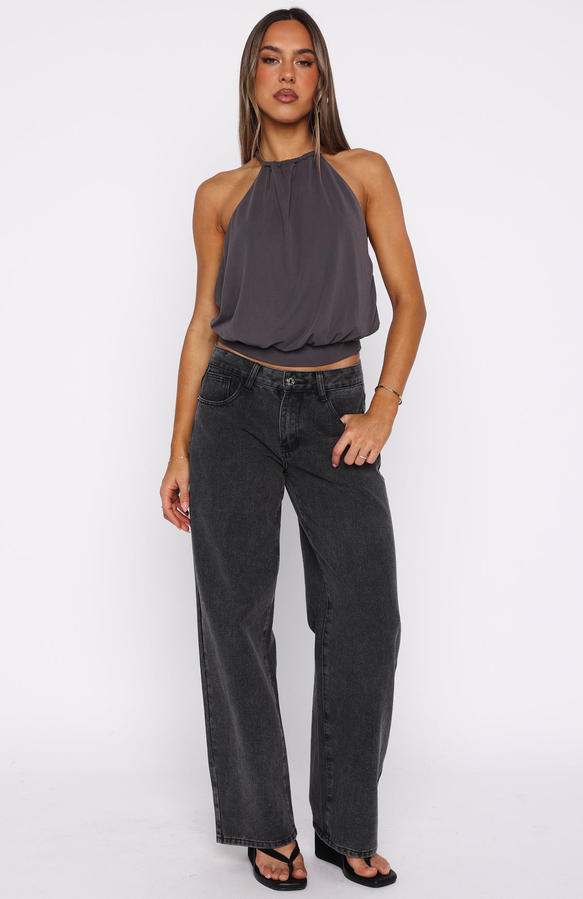 Last Time For Real Halter Top Charcoal | White Fox Boutique US