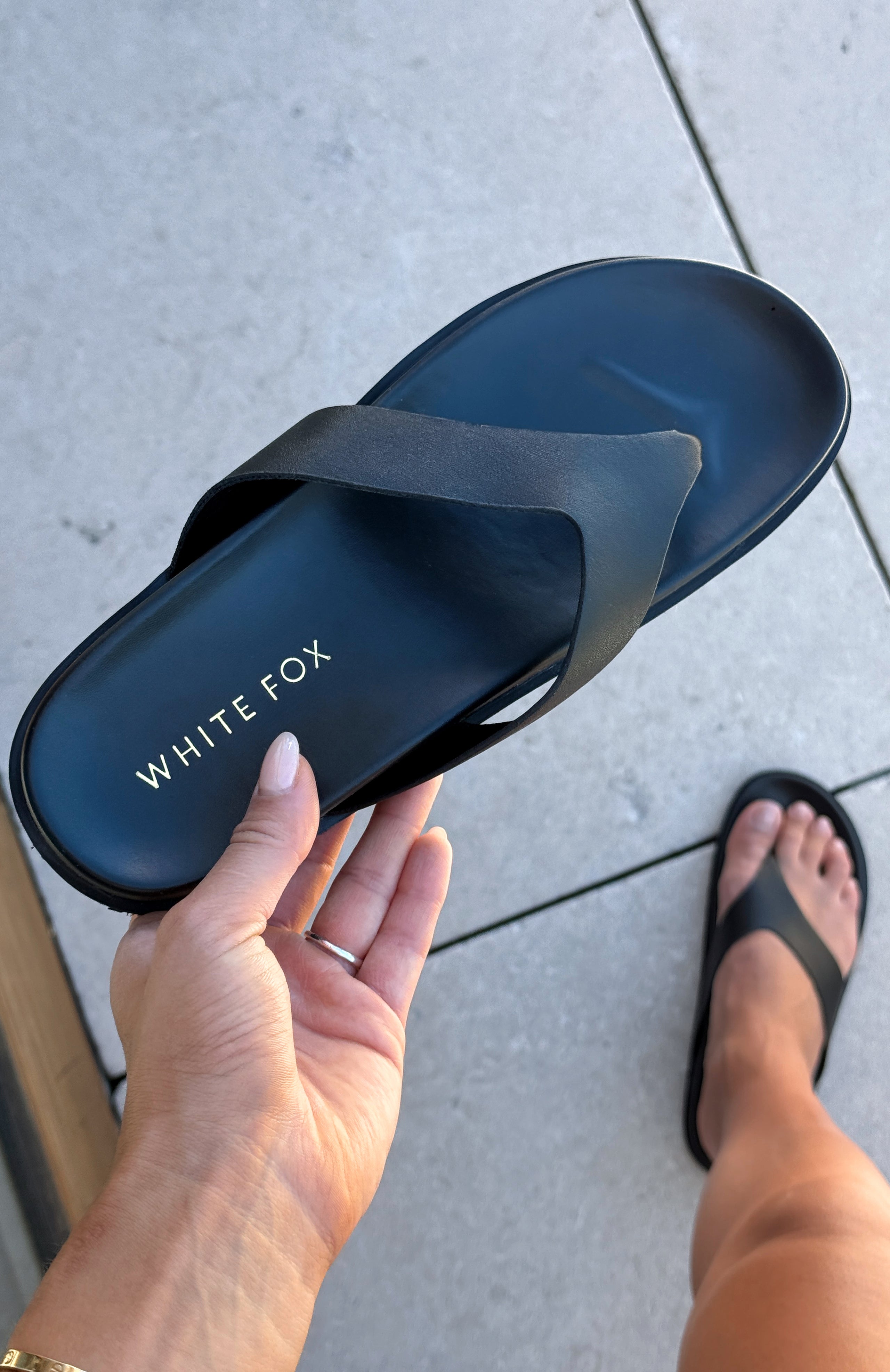 Leonato Thong Sandals Black | White Fox Boutique US