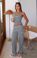 Looking Back Wide Leg Pants Grey Stripe