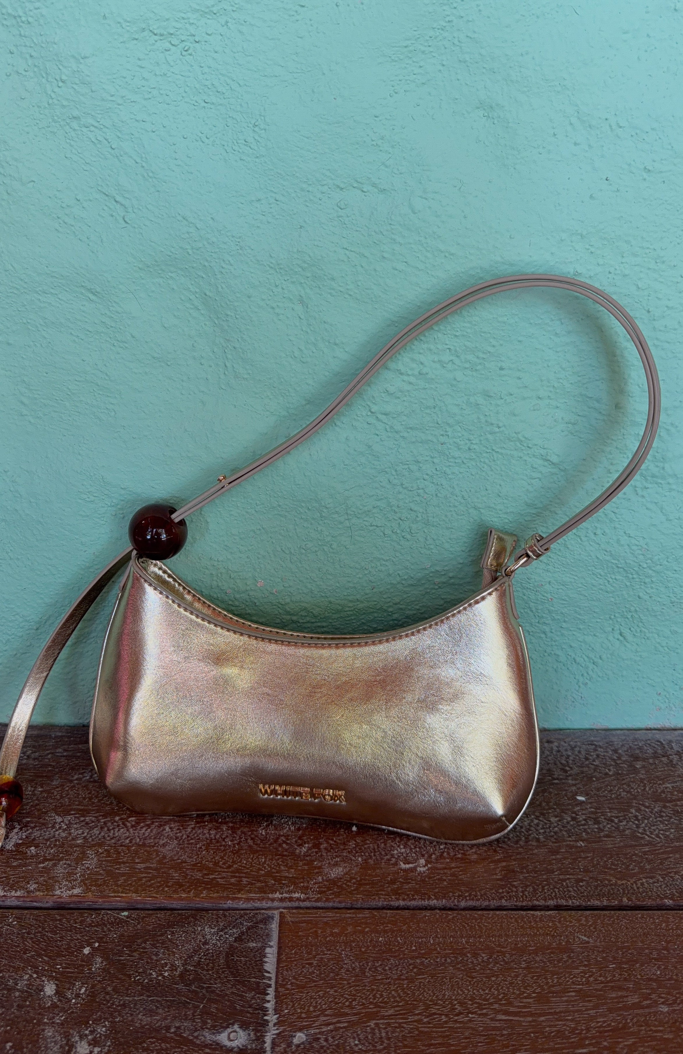 Lotus Shoulder Bag Light Gold PU | White Fox Boutique US