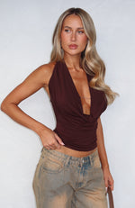Homesick Cowl Neck Top Chocolate