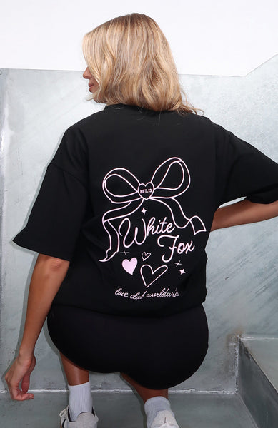 Love You Forever Oversized Tee Black | White Fox Boutique US