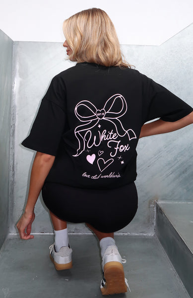 Love You Forever Oversized Tee Black | White Fox Boutique US
