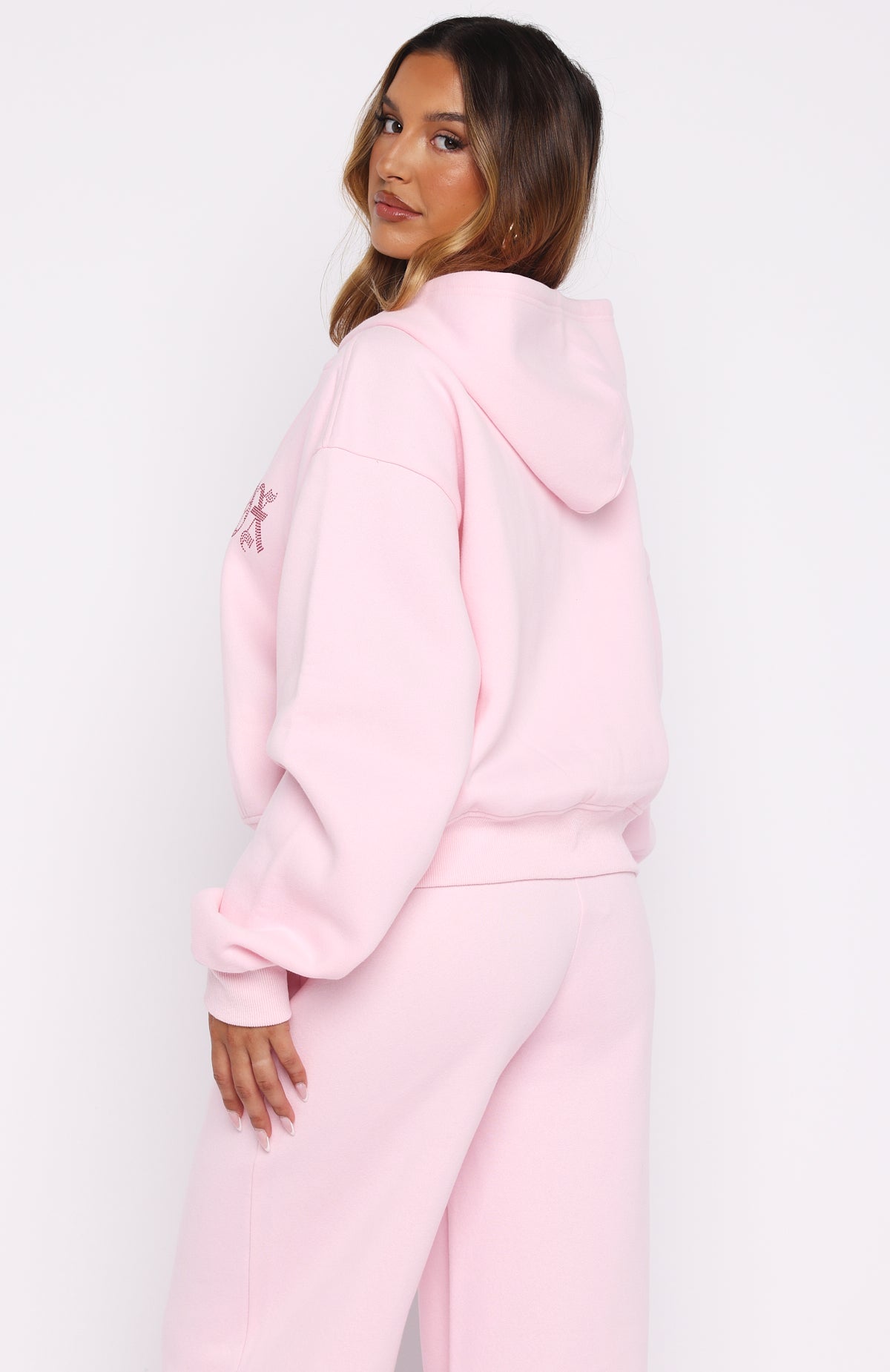 Lucky Ones Boxy Zip Front Hoodie Pink | White Fox Boutique US