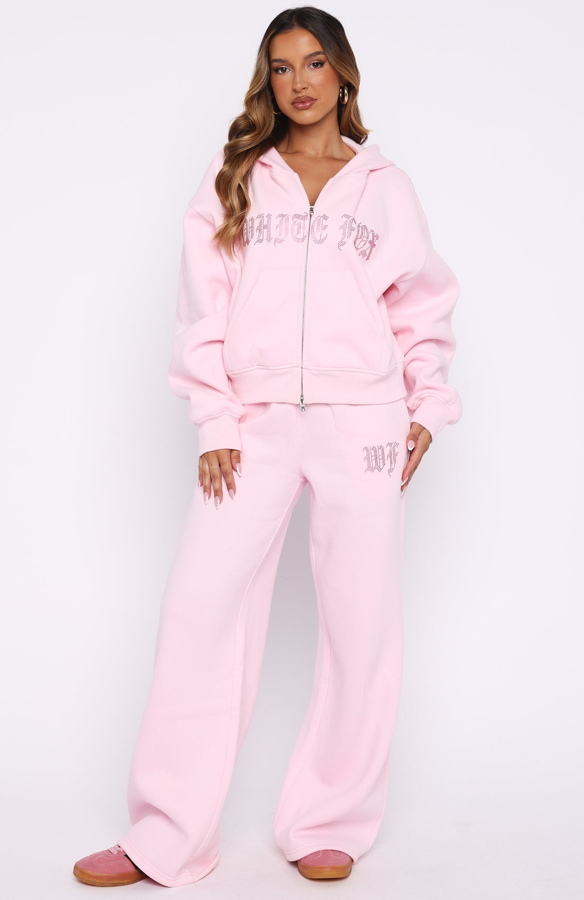 Lucky Ones Boxy Zip Front Hoodie Pink | White Fox Boutique US
