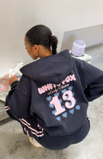 Lucky Thirteen Charise Zip Front Hoodie Navy | White Fox Boutique US