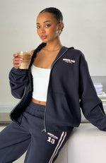 Lucky Thirteen Charise Zip Front Hoodie Navy | White Fox Boutique US