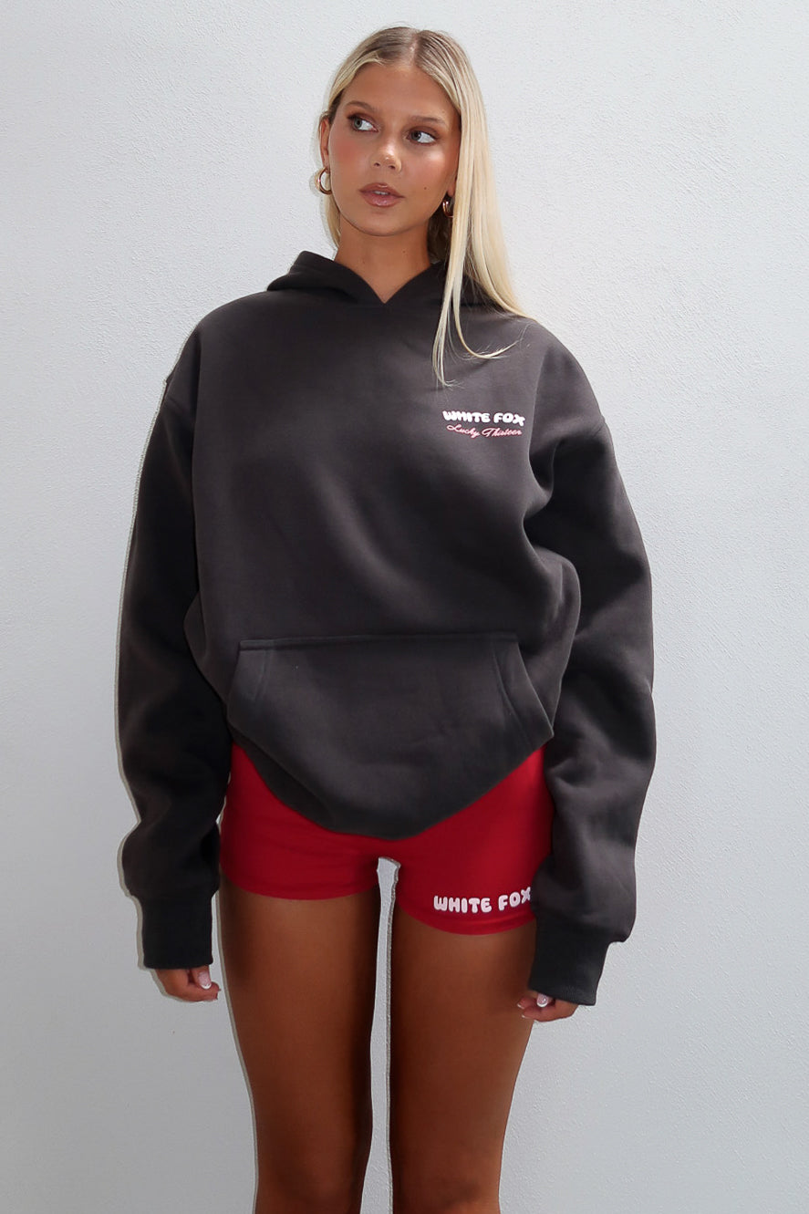 Lucky Thirteen Cheyenne Oversized Hoodie Charcoal | White Fox