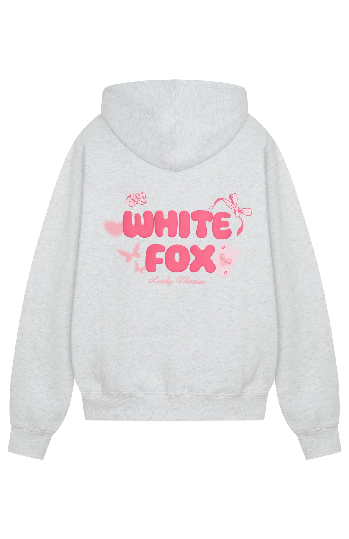 foxey♡ Lucky Thirteen Stephanie Oversized Hoodie Grey Marle | White