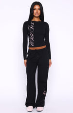Luxurious Girl Track Pants Black | White Fox Boutique US