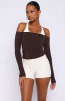 Mad For You Long Sleeve Top Dark Chocolate