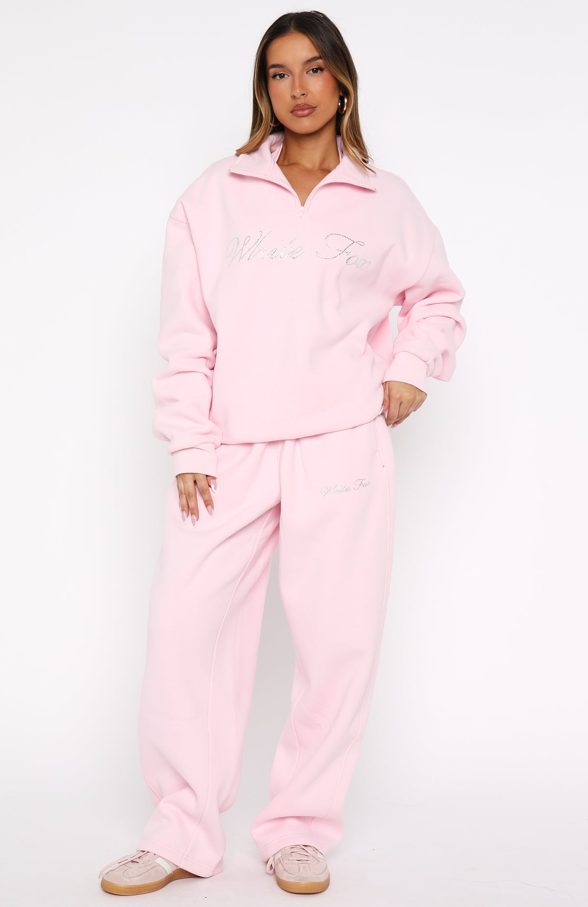 ぴんく Make It Or Break It Quarter Zip Sweater Pink | White Fox Boutique US