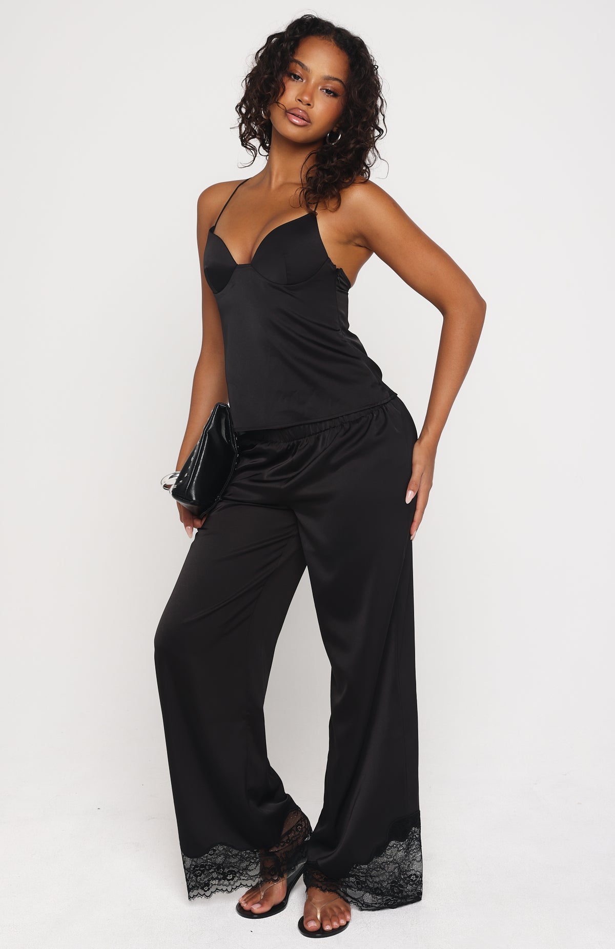 Manhattan Midnight Lace Insert Pants Black | White Fox Boutique US