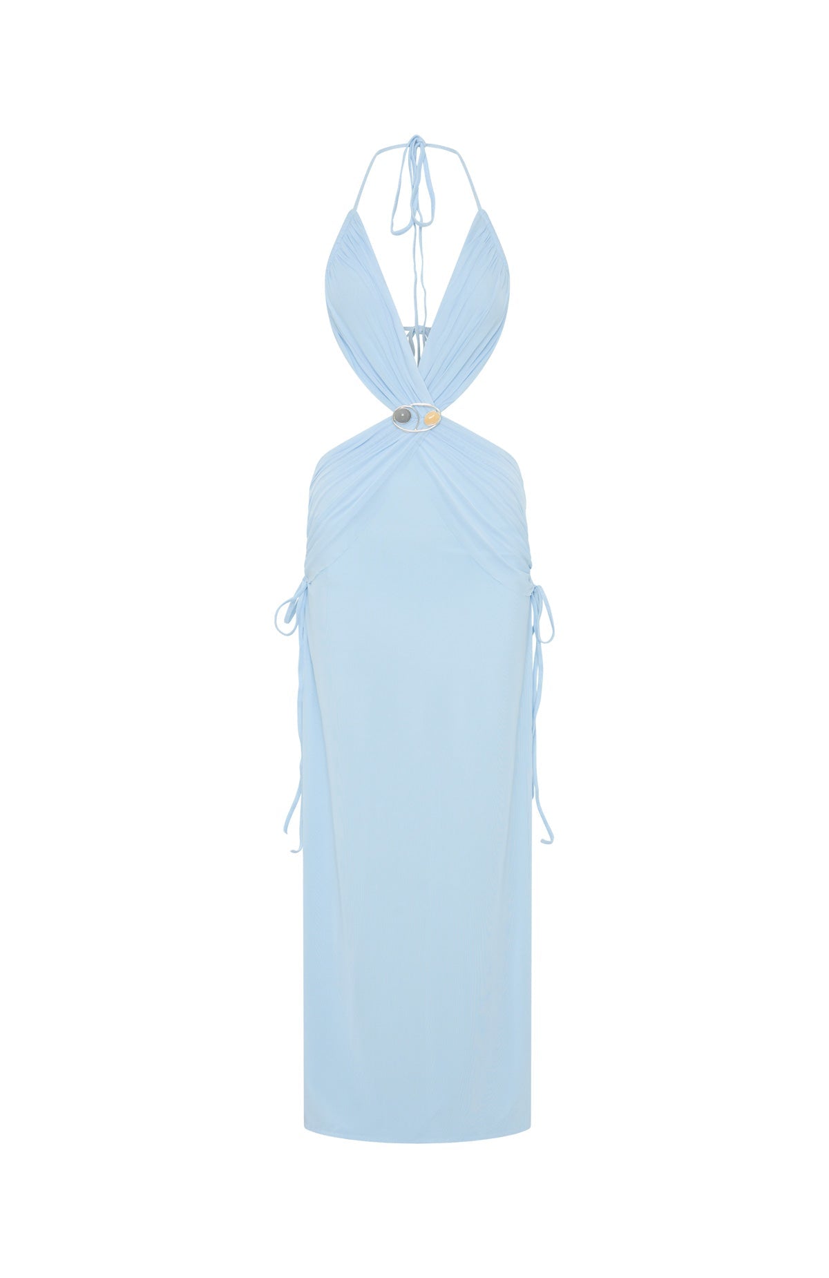 maxi blue formal dress Sydneys Closet SC7421 Prom Dress - Blue White