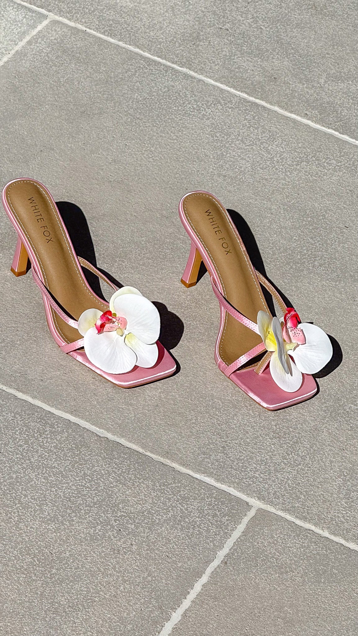 Megan Orchid Mules Pink Satin/White | White Fox Boutique US