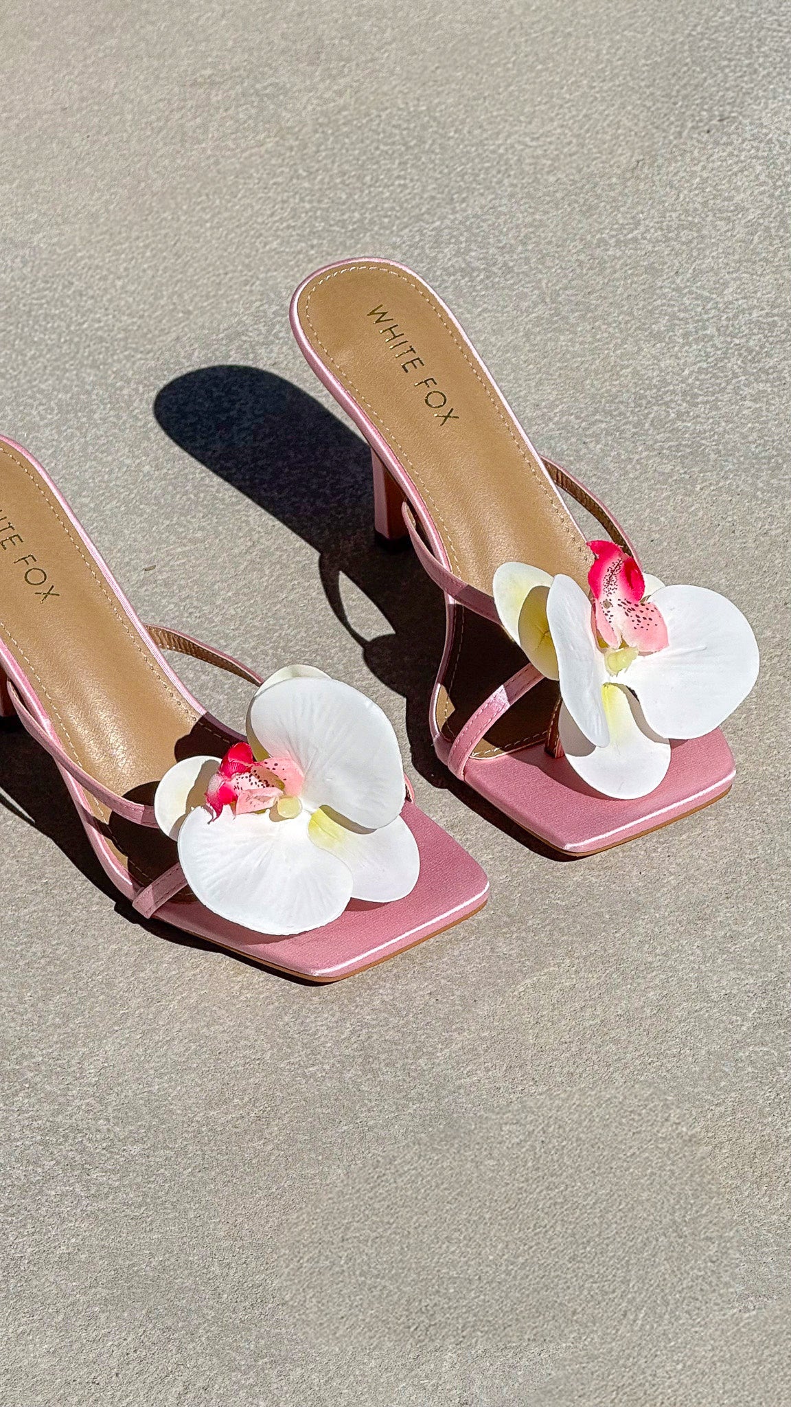 Megan Orchid Mules Pink Satin/White | White Fox Boutique US