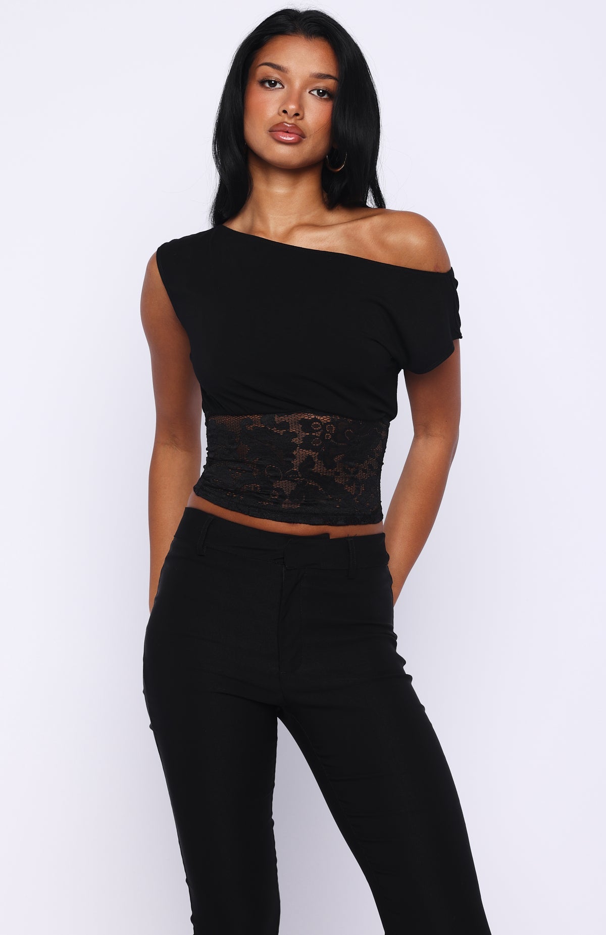 Mesmerised Eyes Off Shoulder Top Black | White Fox Boutique US