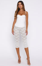 Vibe With Me Lace Capri Pants White | White Fox Boutique US