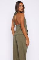 Mystic Mist Halter Top Olive