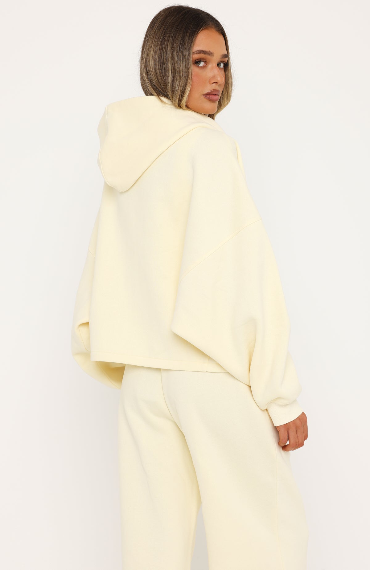 Never Missed Oversized Slouch Zip Front Hoodie Butter | White Fox