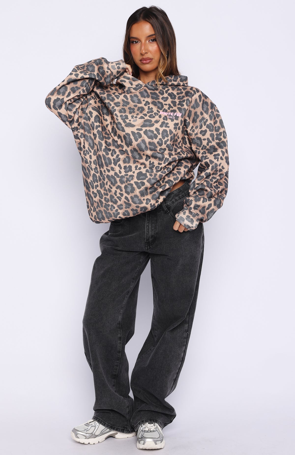 Offstage Printed Oversized Hoodie Dark Leopard | White Fox Boutique US