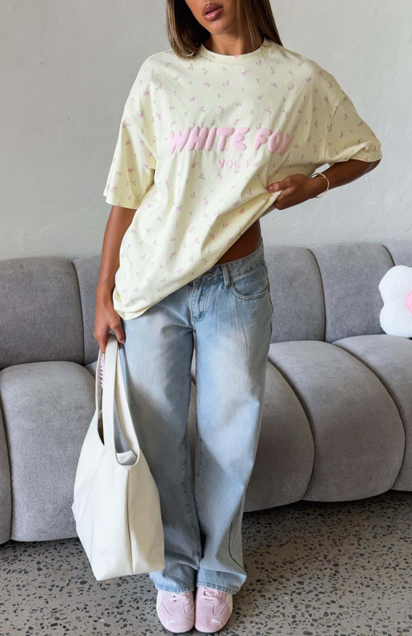 Offstage Printed Oversized Tee Lemon Ditsy | White Fox Boutique US