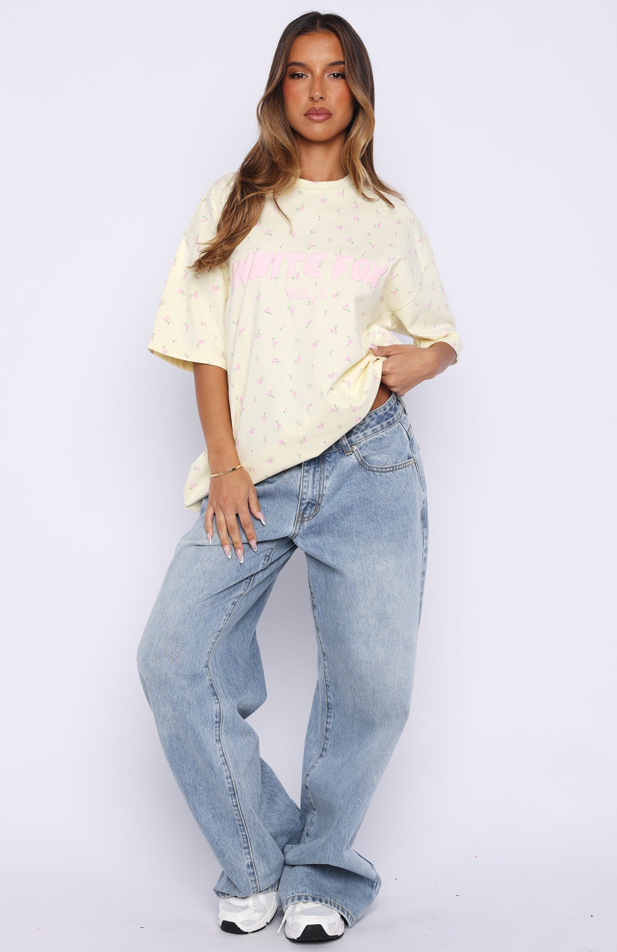 Offstage Printed Oversized Tee Lemon Ditsy | White Fox Boutique US