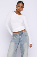 Only For Tonight Long Sleeve Top White