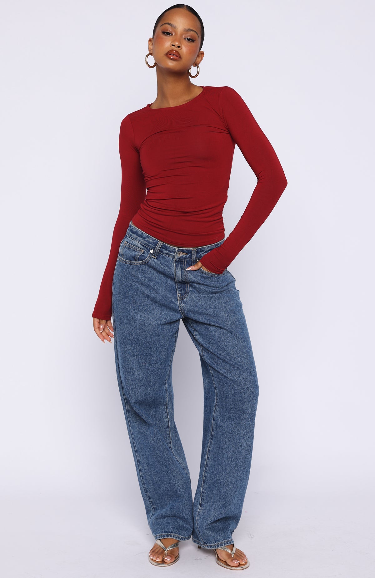 Only For Tonight Long Sleeve Top Wine | White Fox Boutique US