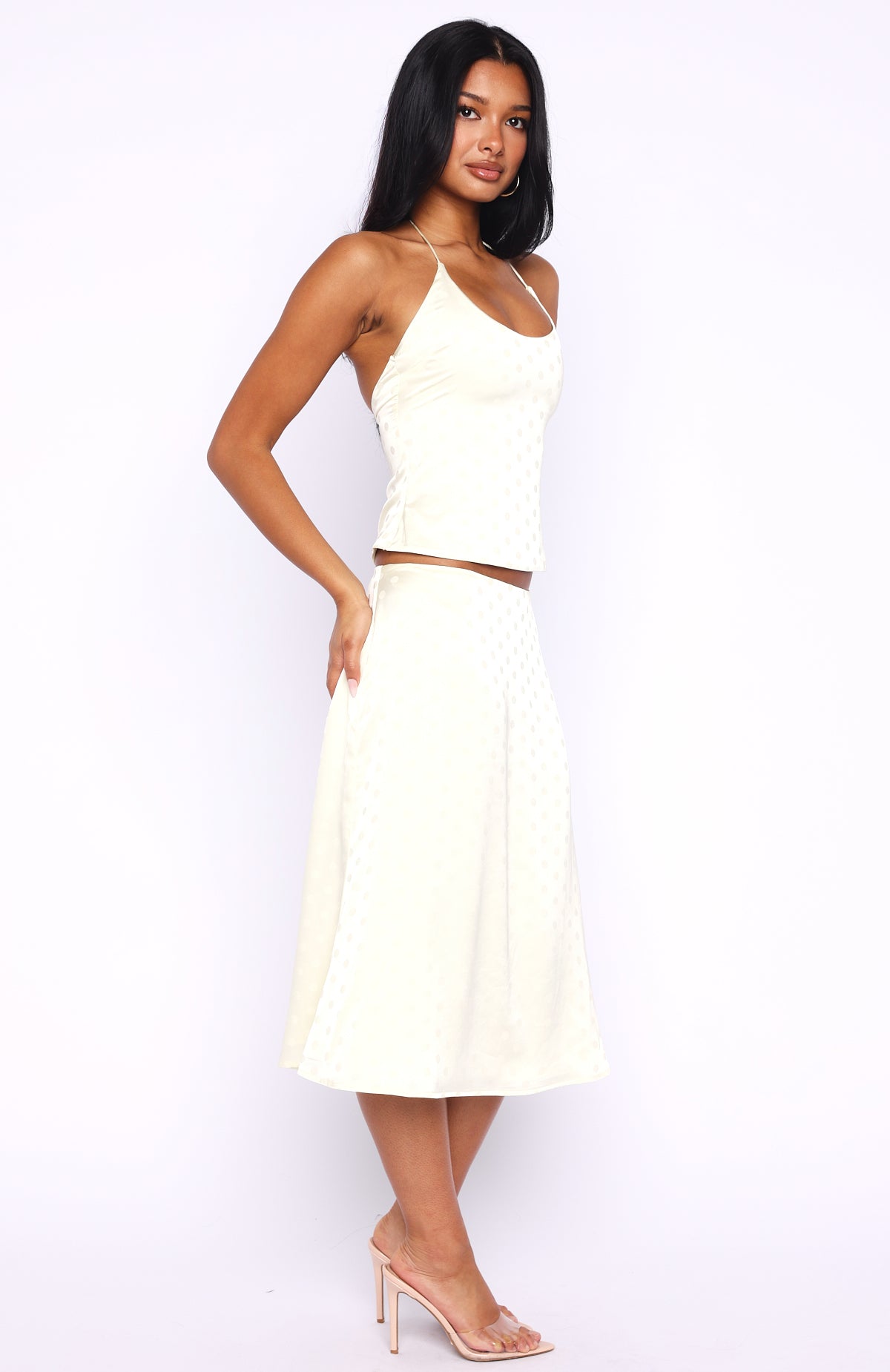 Palm Breeze Midi Skirt Cream | White Fox Boutique US