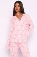 Pillow Talk Printed Long Sleeve Pyjama Set Posy Bow