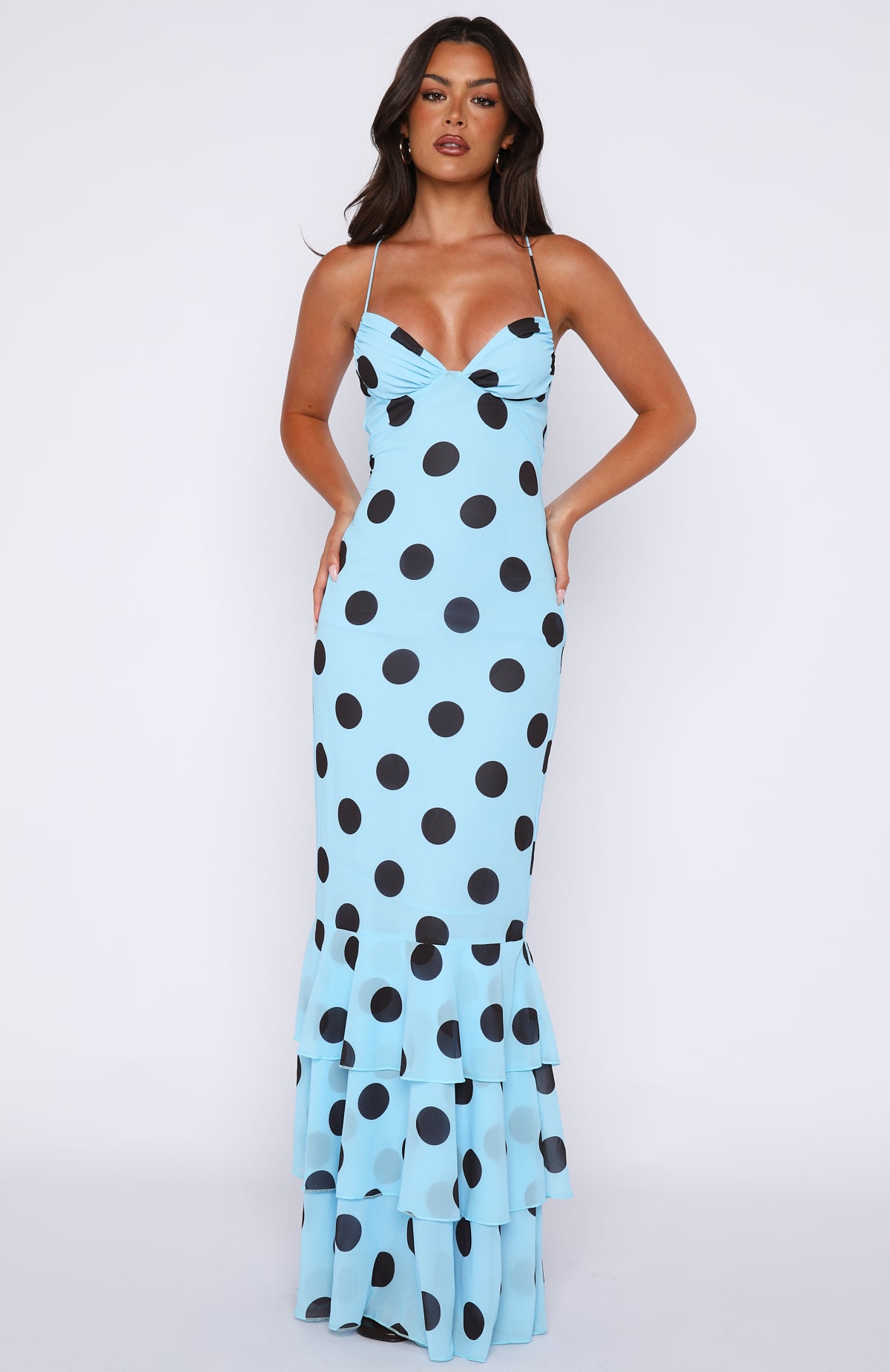 oh polly blue embellished dress Sky Blue Multicolor Floral Print Maxi Dress · Filly Flair main image 1