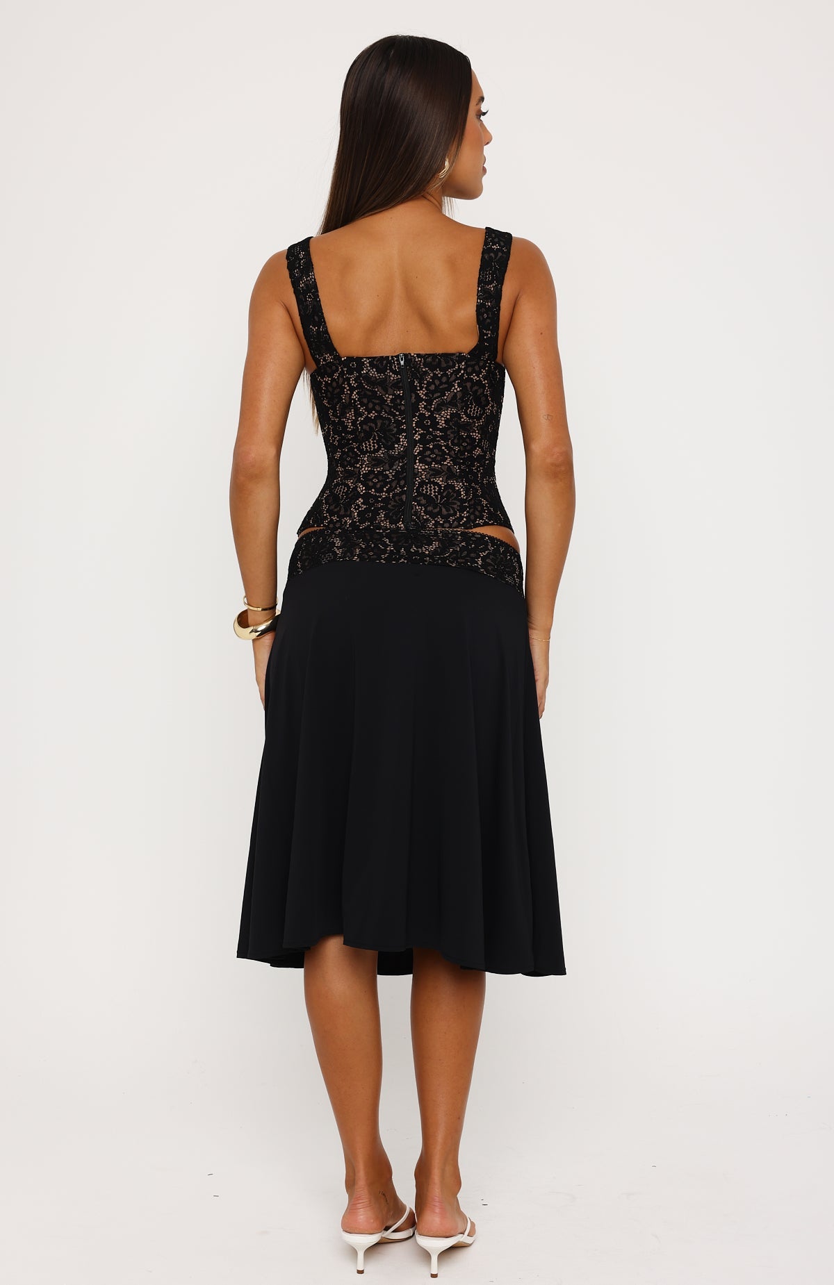 Promises Kept Lace Midi Skirt Black | White Fox Boutique US