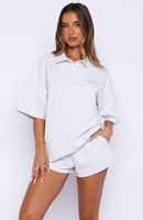 Pure Intent Oversized Short Sleeve Rugby Shirt Grey Marle