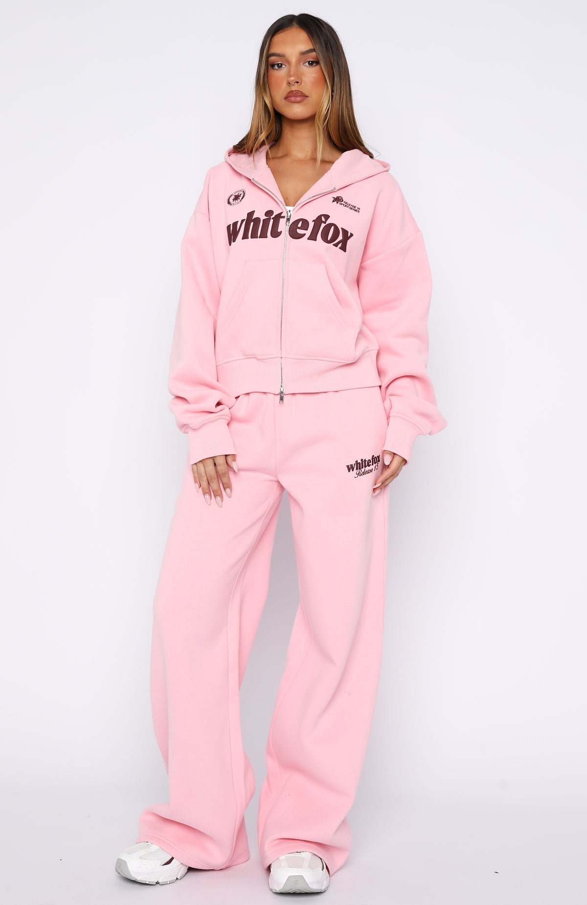 Release 15 Janie Boxy Zip Front Hoodie Pink | White Fox Boutique US