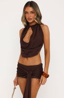 Serena Beaded Knit Shorts Chocolate